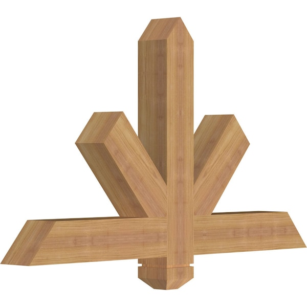 Kennewick Timber Gable Bracket, Western Red Cedar, 36W X 21H X 3 1/2D X 3 1/2F, 14/12 Pitch